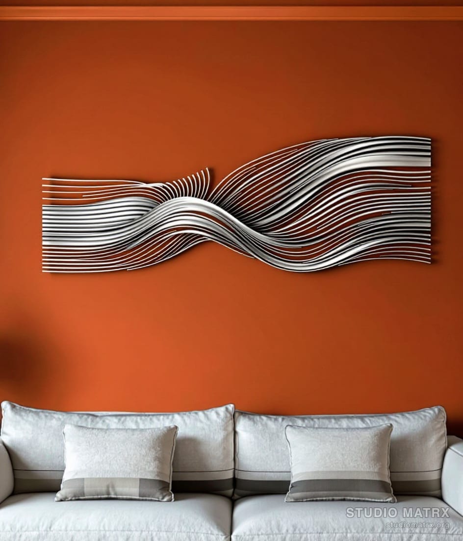 Metal Wave Ripple Wall Sculpture — Terracotta Wall