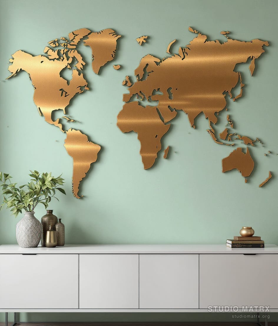 Metal World Map Wall Art — Sage Wall