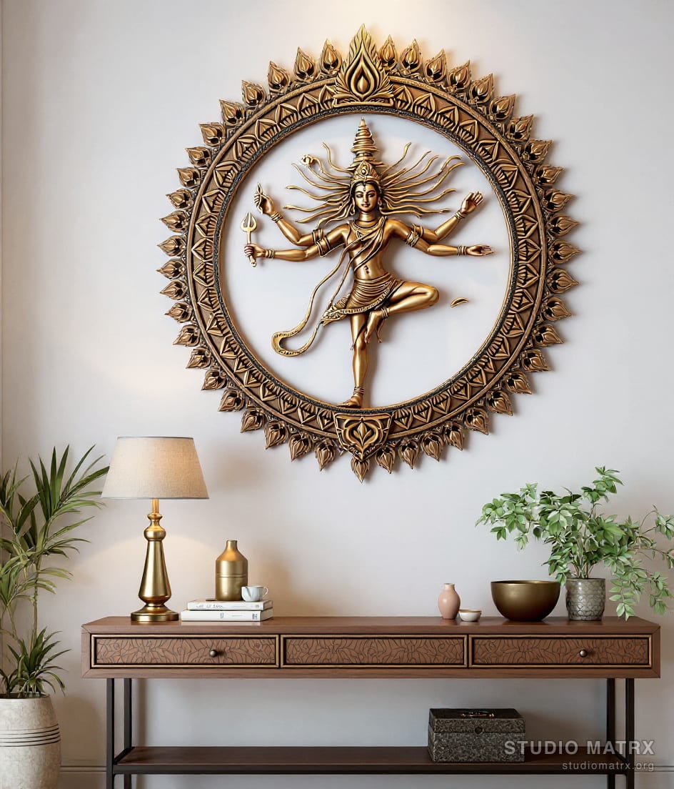 Nataraja Dancer Metal Wall Art — Warm White Wall