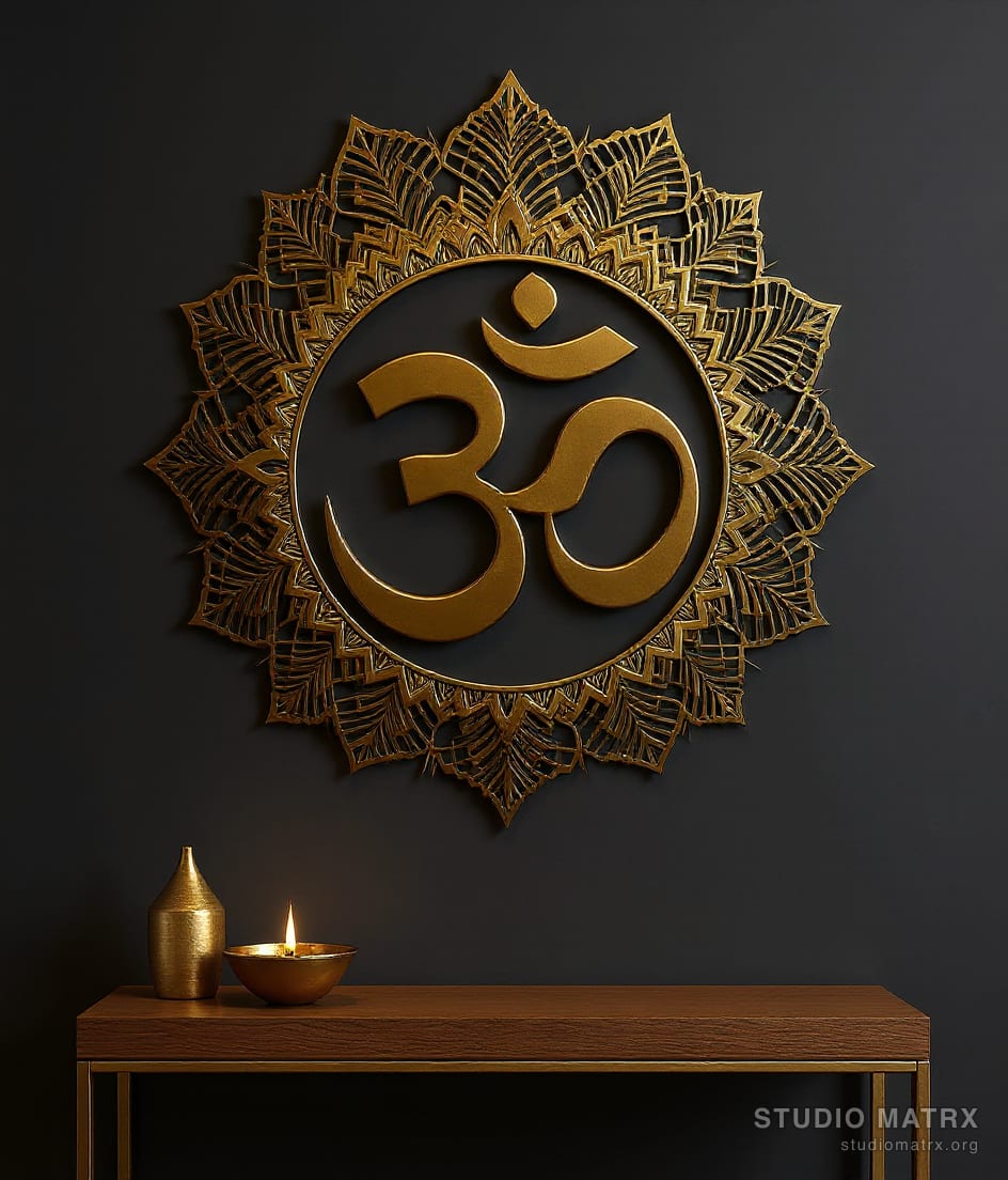Om Symbol Metal Wall Art — Charcoal Wall