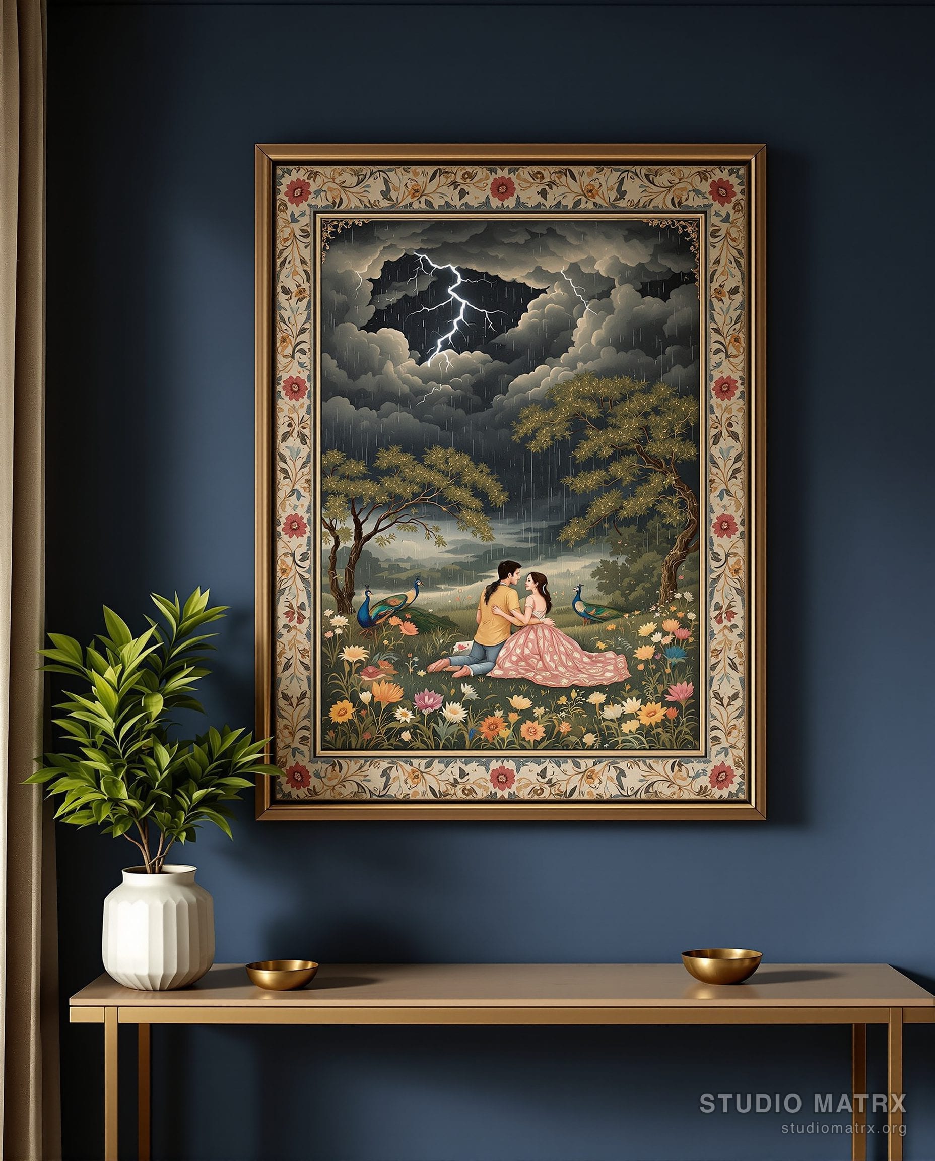 Barahmasa Monsoon Romance — Navy Wall