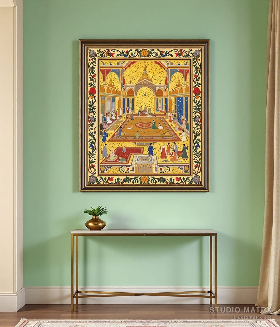 Deccani Gold Court Scene — Sage Wall