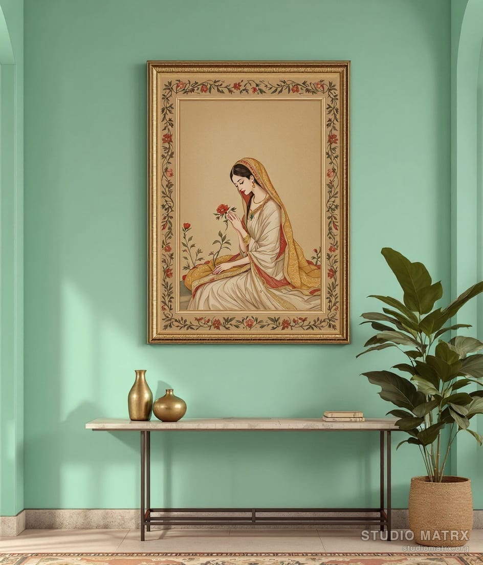 Deccani Lady With A Flower — Sage Wall