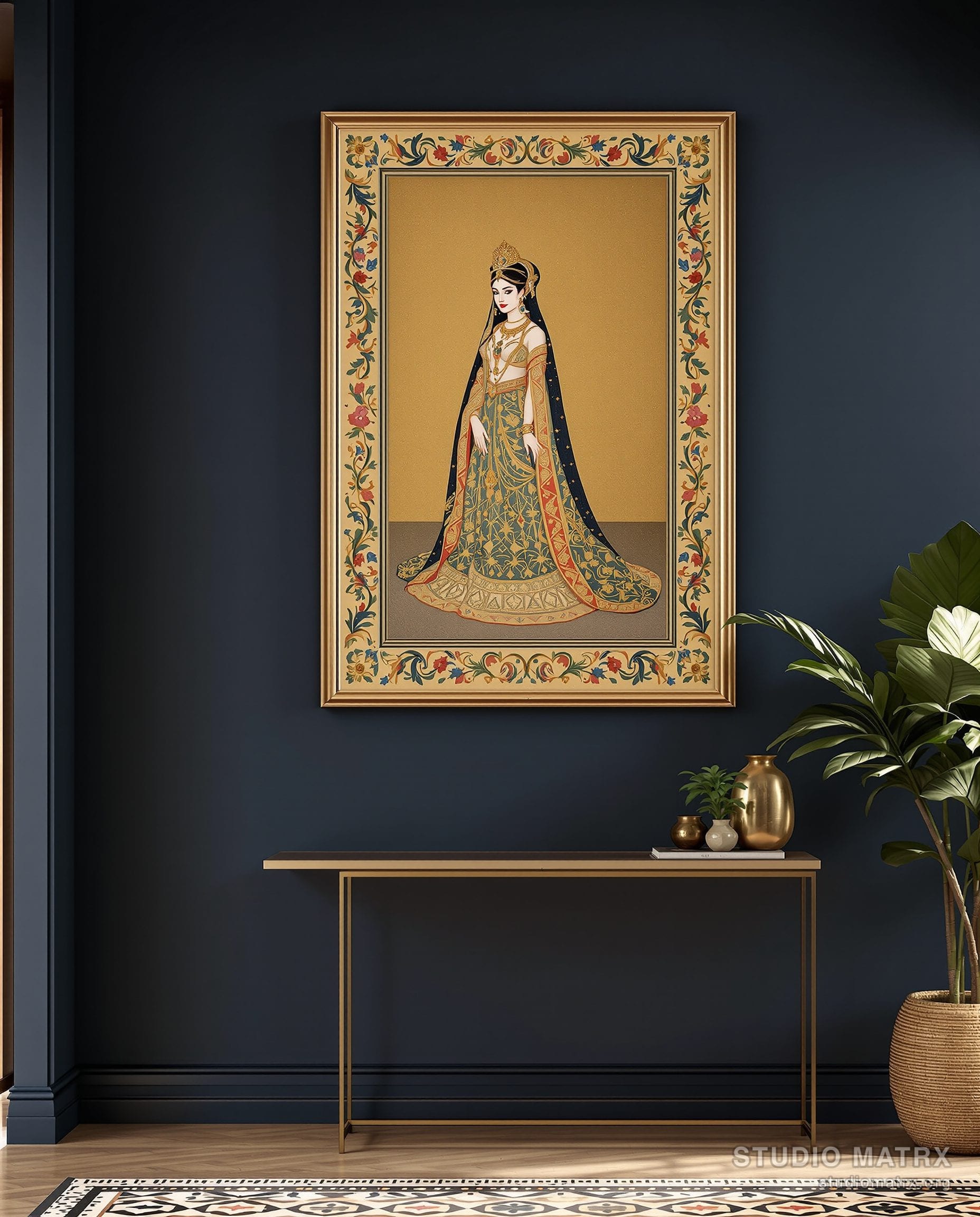 Deccani Noblewoman — Navy Wall