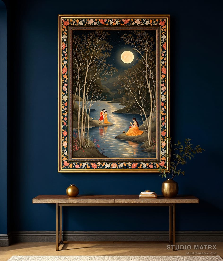 Gita Govinda Lovers — Navy Wall