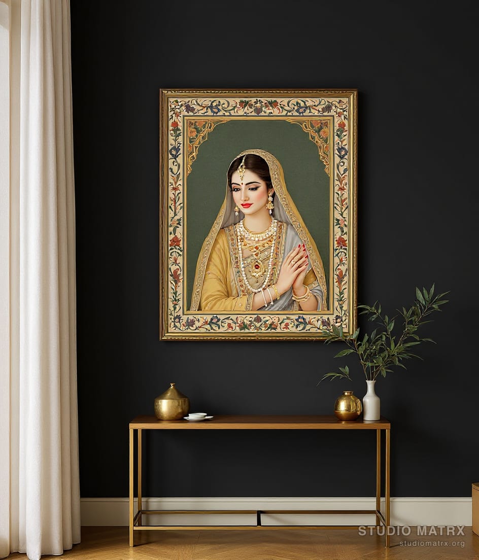 Kishangarh Bani Thani Lady — Charcoal Wall