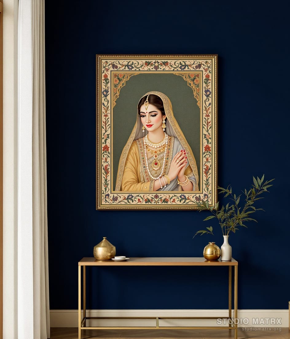 Kishangarh Bani Thani Lady — Navy Wall