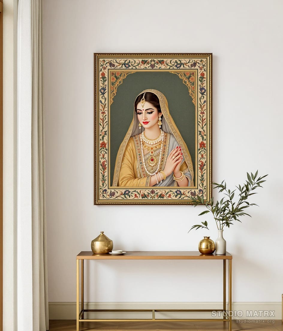 Kishangarh Bani Thani Lady — Warm White Wall