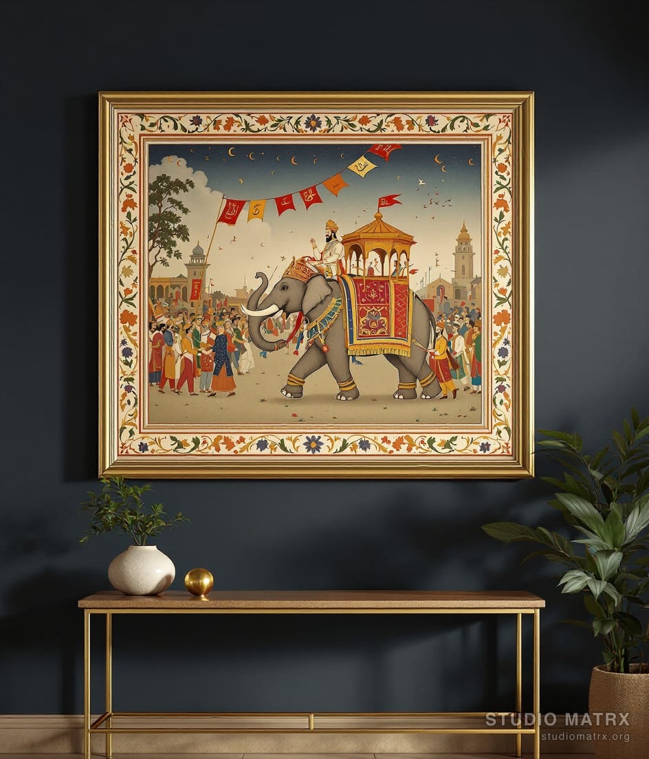 Marwar Royal Procession — Charcoal Wall