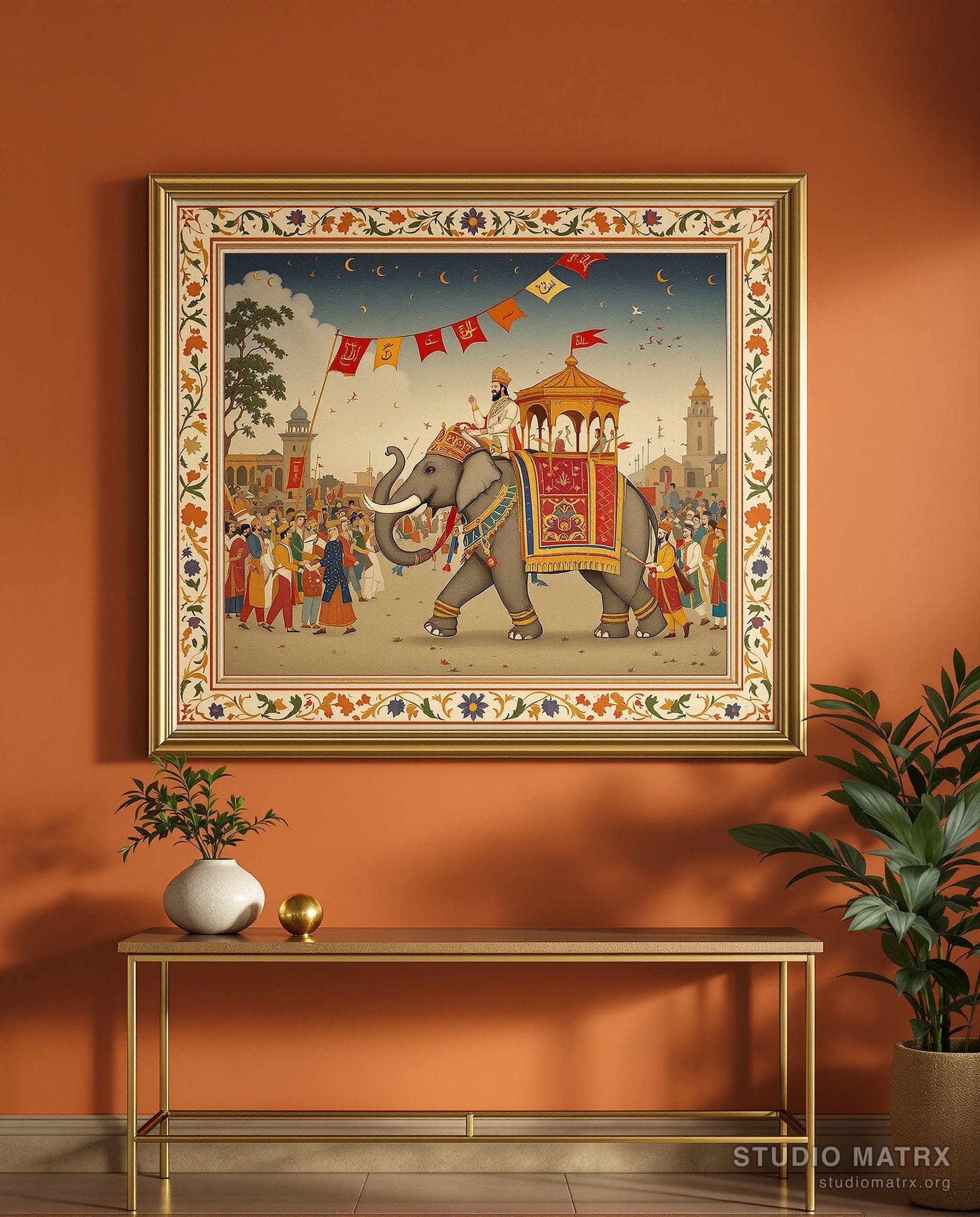 Marwar Royal Procession — Terracotta Wall