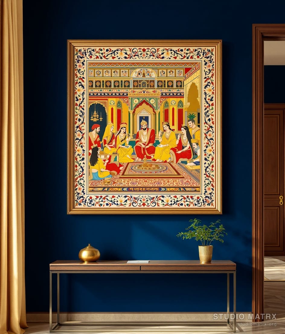 Mewar Royal Court Scene — Navy Wall