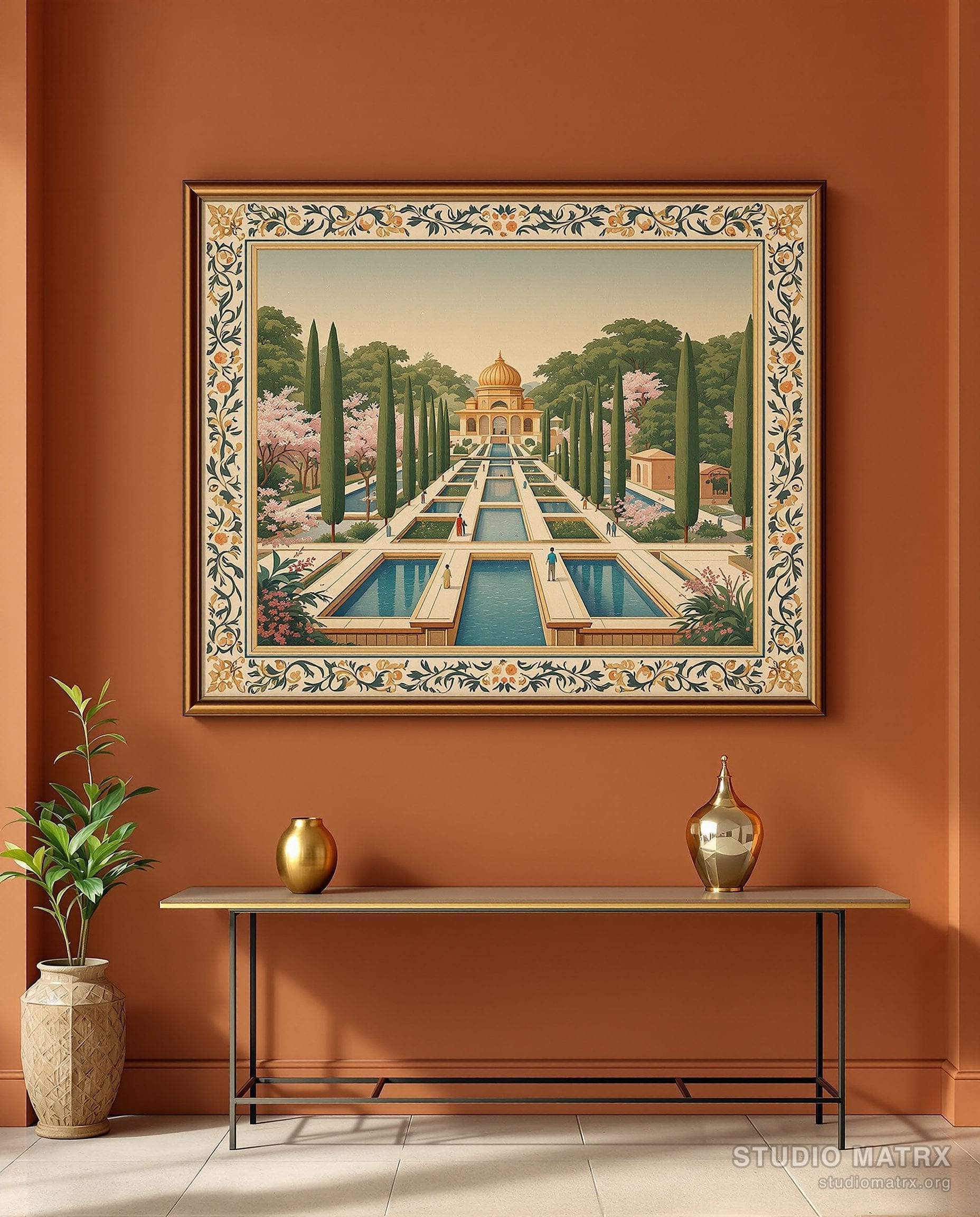 Mughal Charbagh Garden — Terracotta Wall