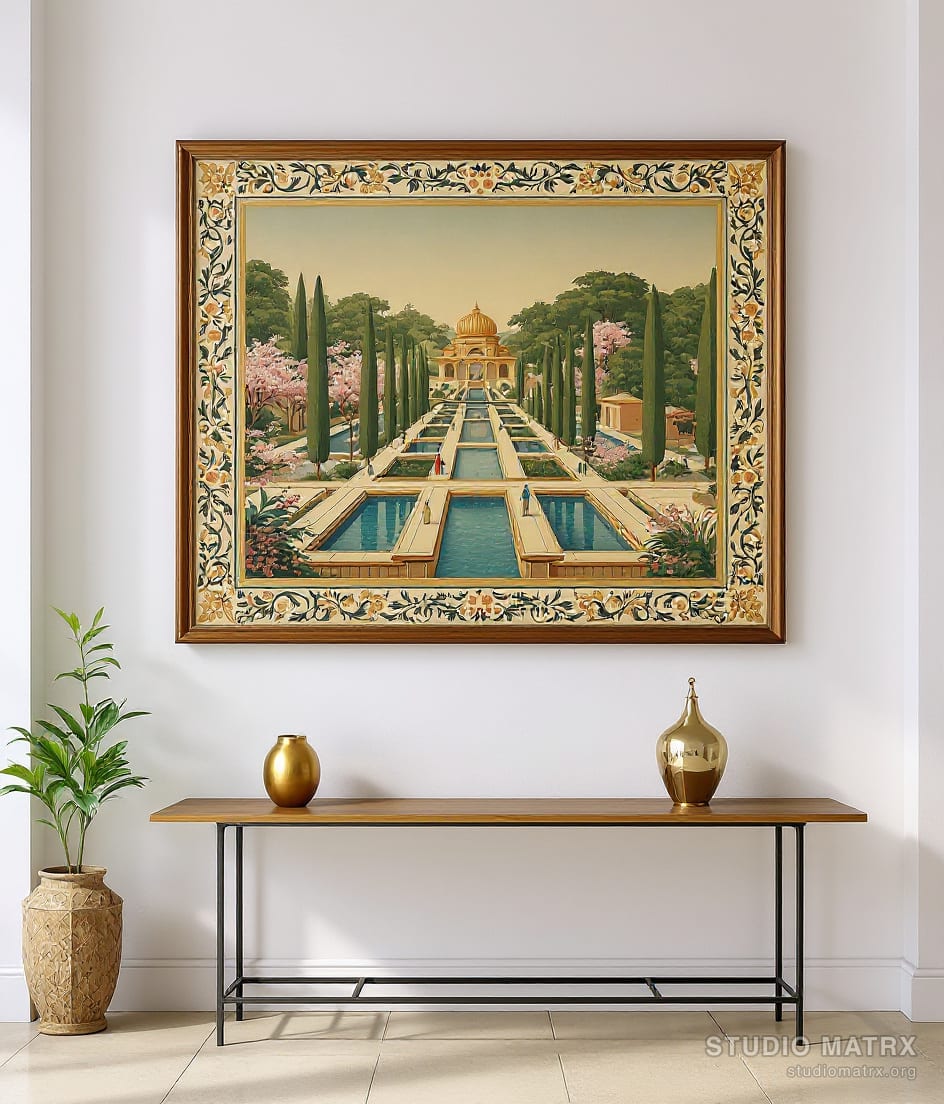 Mughal Charbagh Garden — Warm White Wall