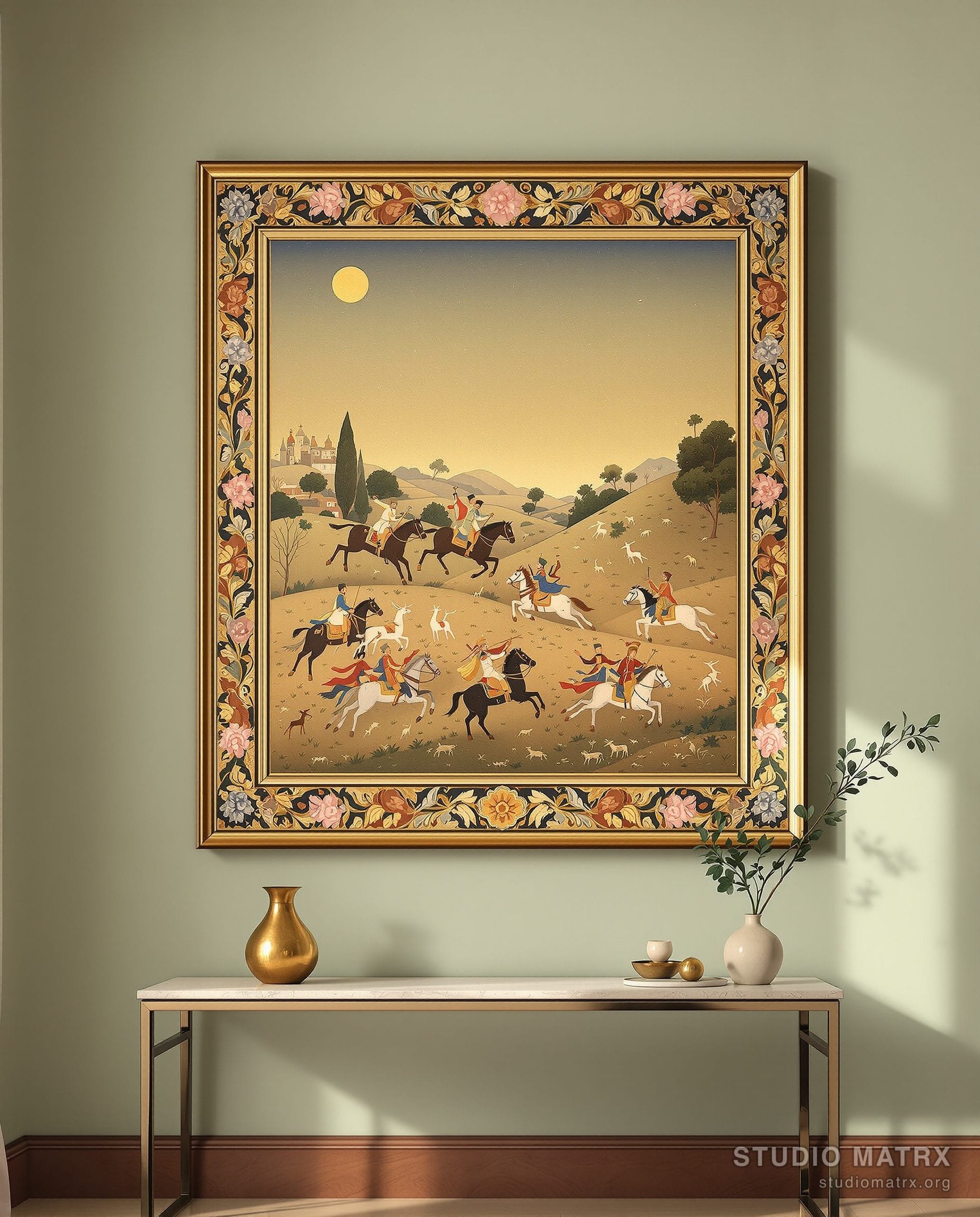 Mughal Royal Hunt — Sage Wall