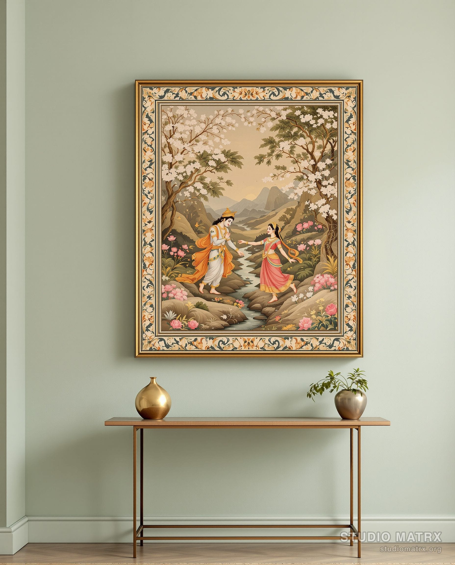 Radha Krishna In A Grove — Sage Wall