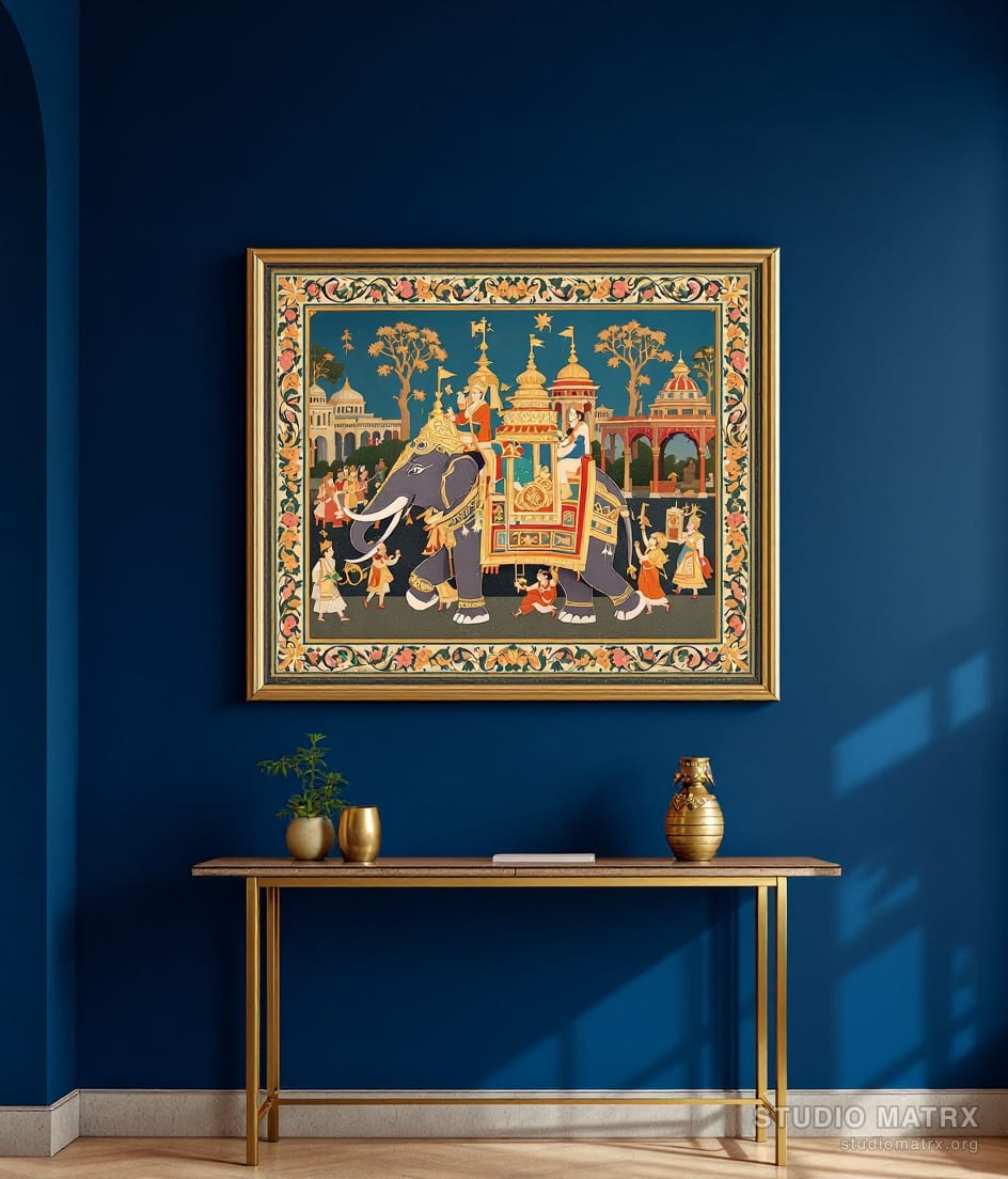 Royal Elephant Procession — Navy Wall
