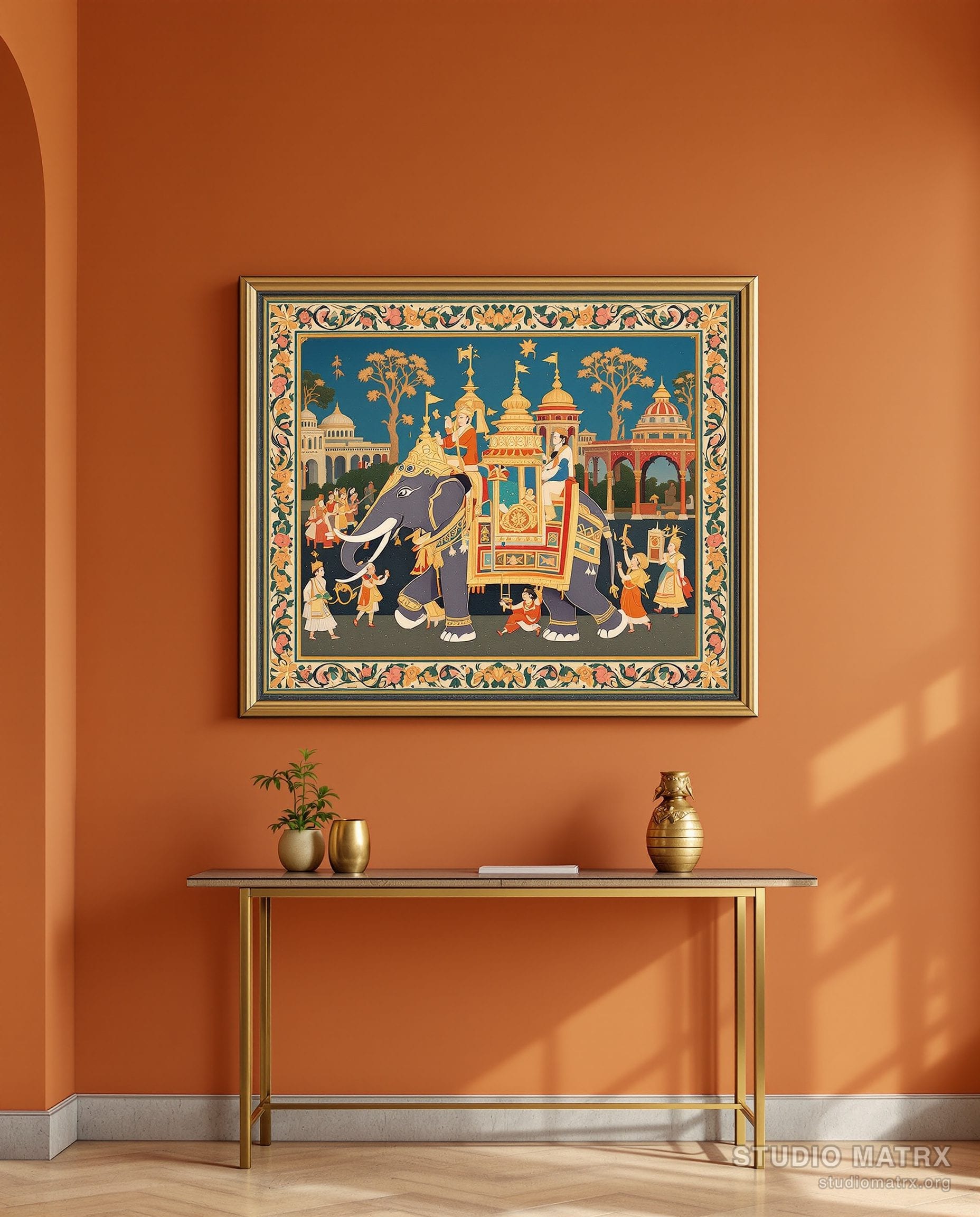 Royal Elephant Procession — Terracotta Wall