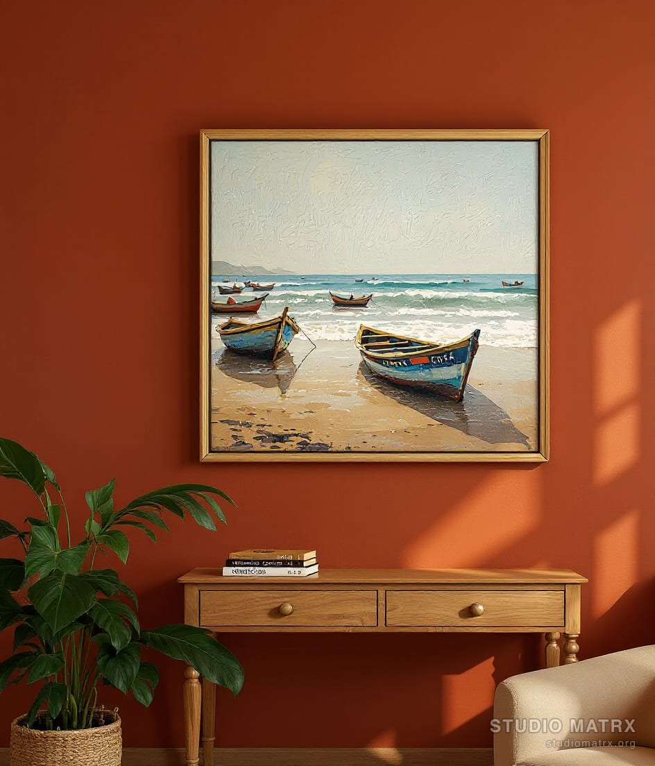 Goa Coast Fishing Boats — Terracotta Wall