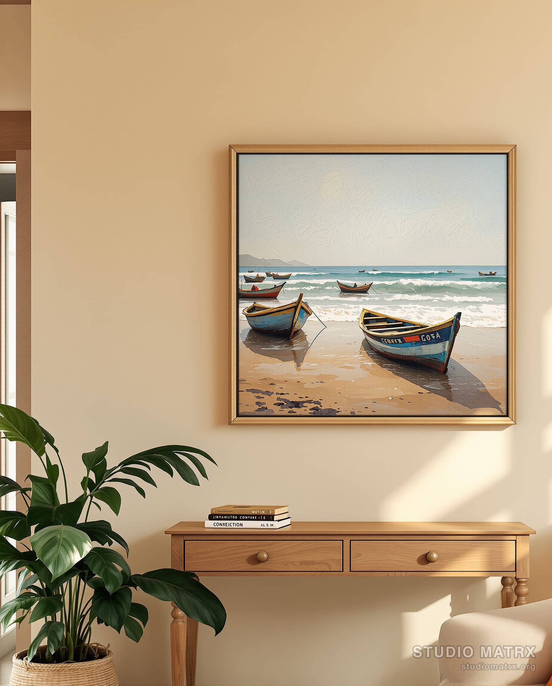 Goa Coast Fishing Boats — Warm White Wall