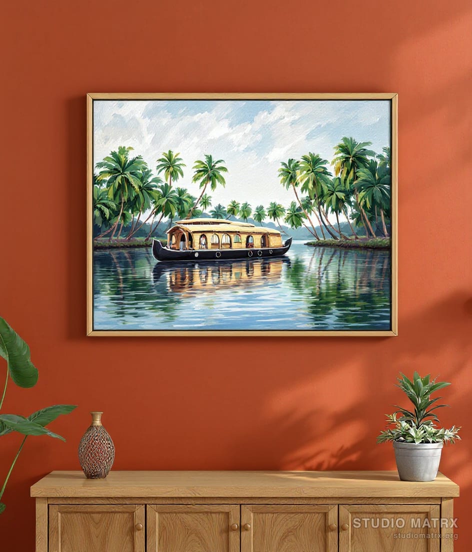 Kerala Backwaters Houseboat — Terracotta Wall