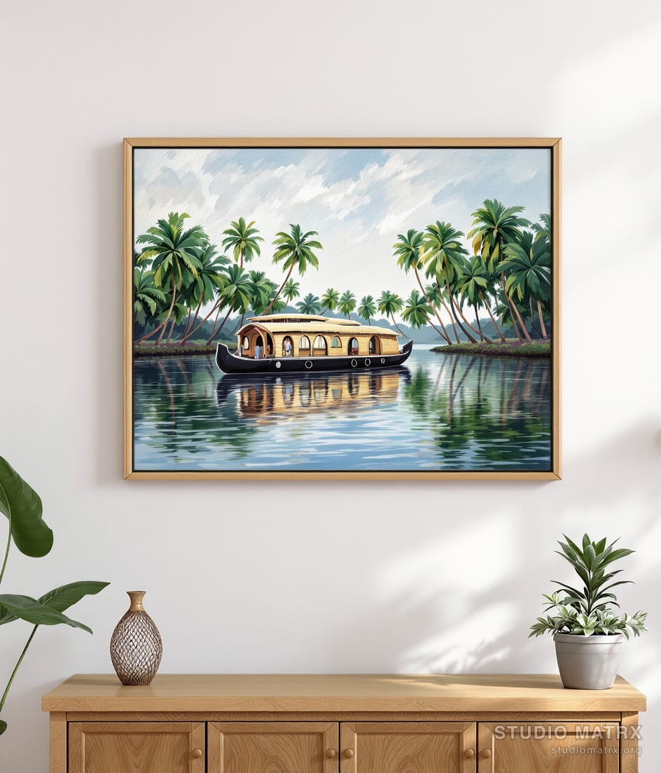 Kerala Backwaters Houseboat — Warm White Wall