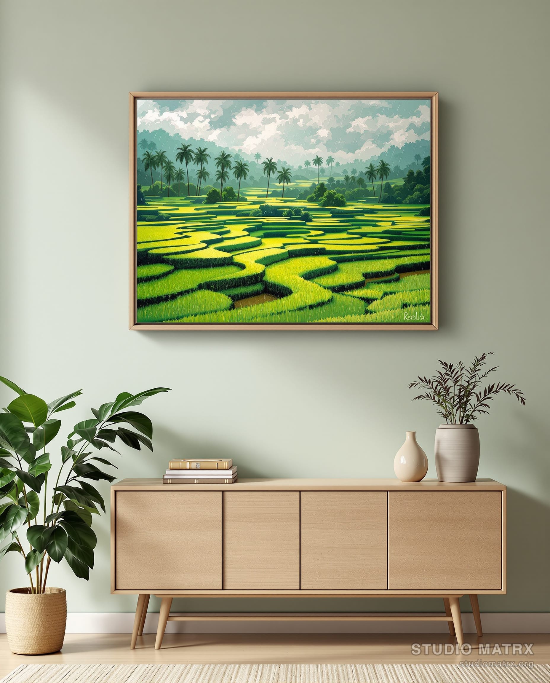Monsoon Paddy Fields, Kerala — Sage Wall