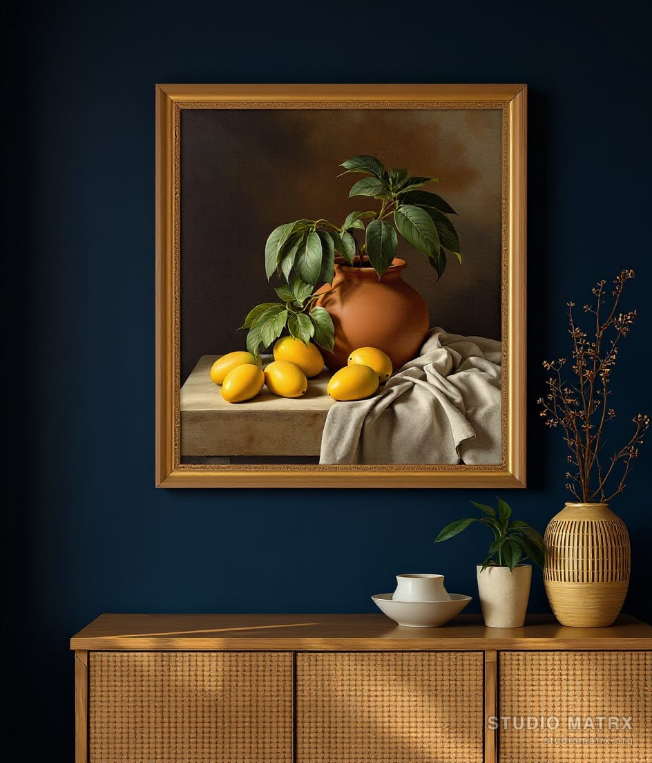 Alphonso Mangoes and Terracotta — Navy Wall