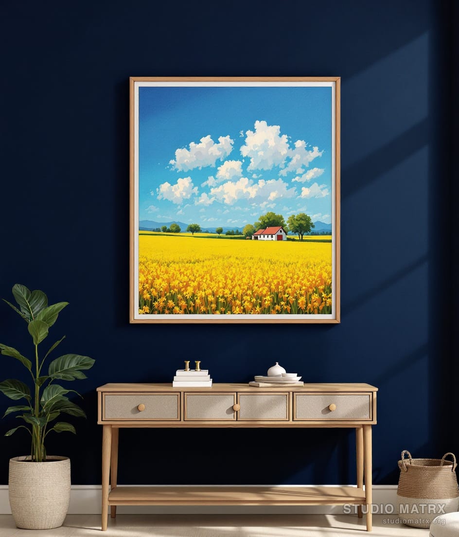 Mustard Fields of Punjab — Navy Wall