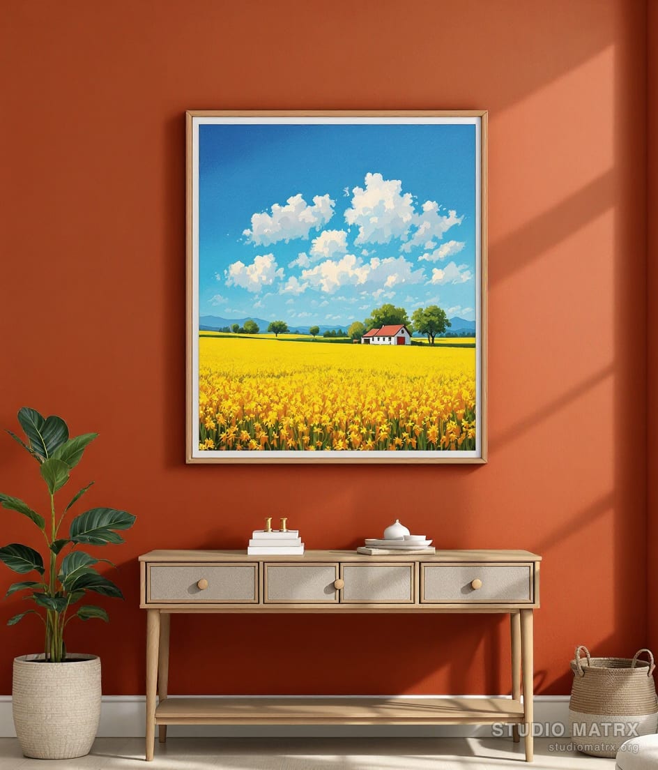 Mustard Fields of Punjab — Terracotta Wall