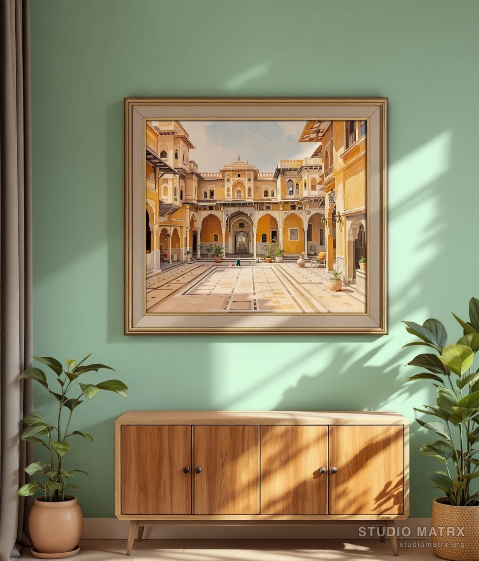 Rajasthani Haveli Courtyard — Sage Wall
