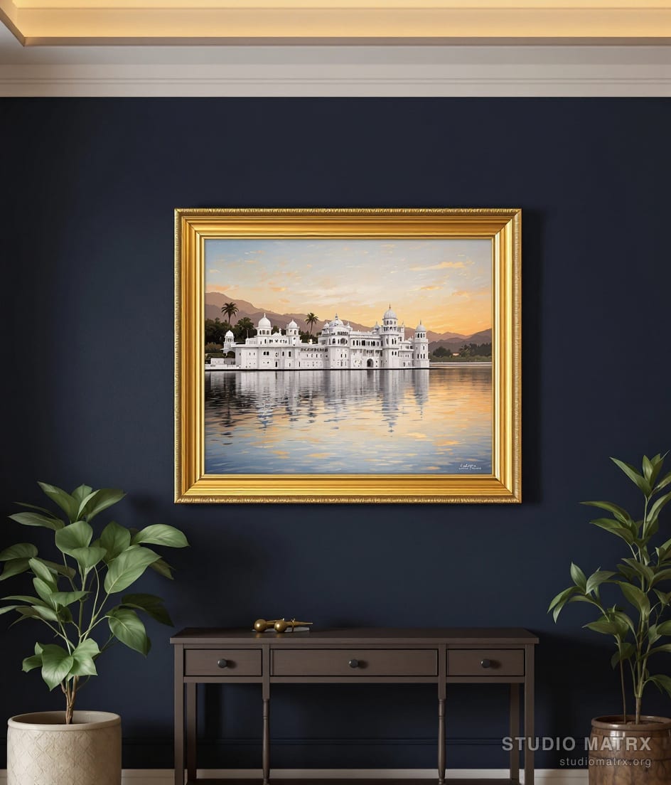 Udaipur Lake Palace at Dusk — Charcoal Wall