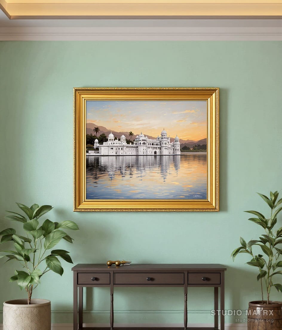 Udaipur Lake Palace at Dusk — Sage Wall