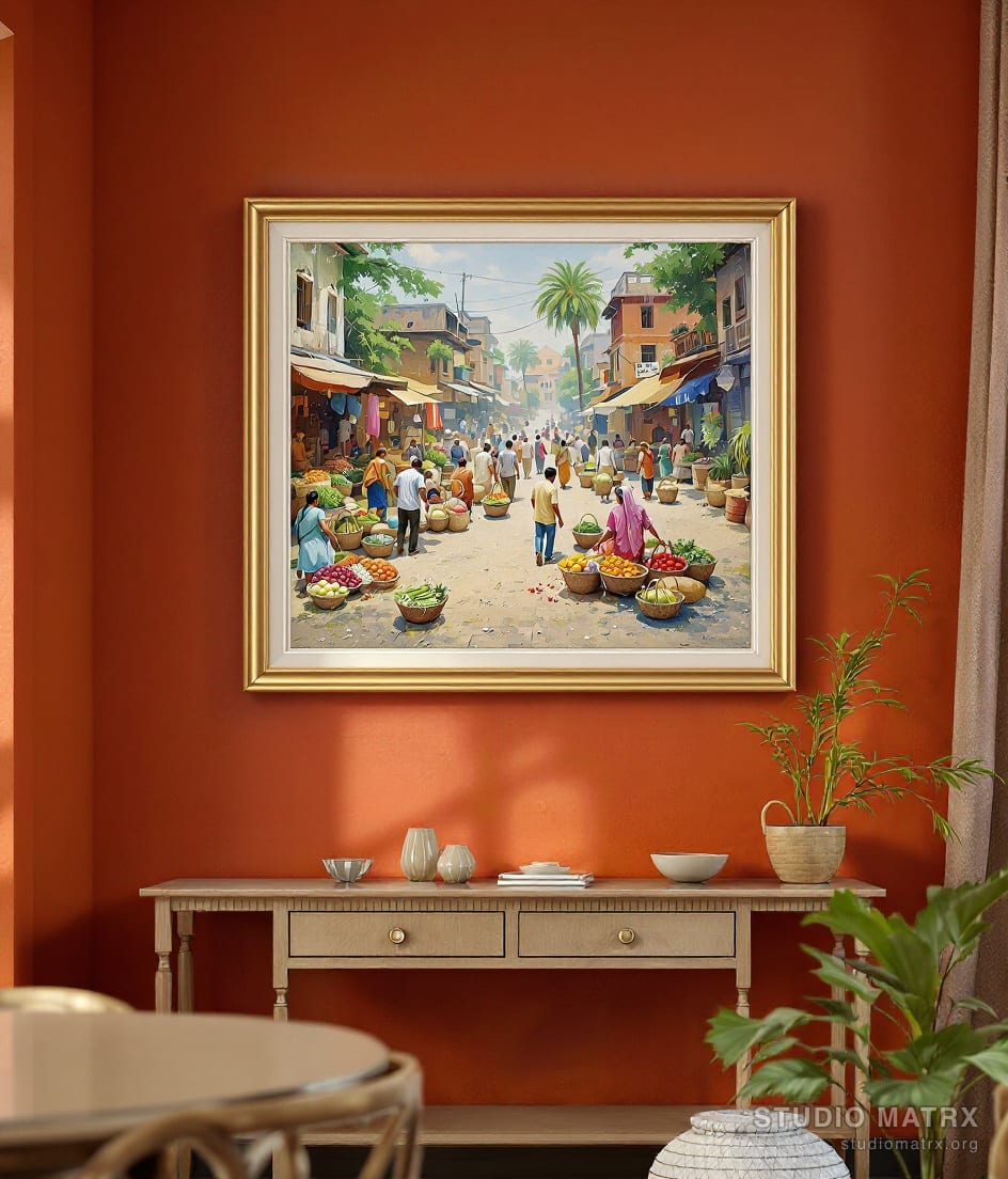 Village Market Morning — Terracotta Wall