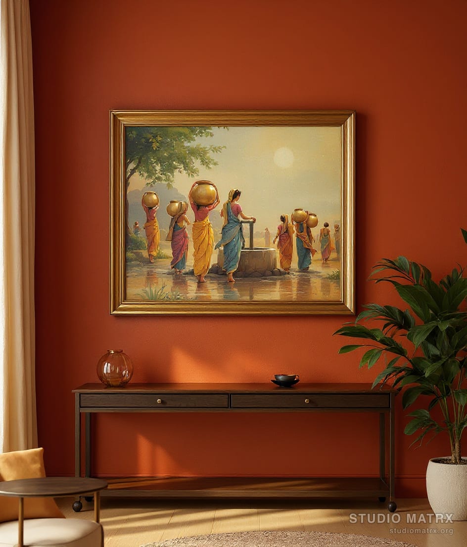 Women at the Village Well — Terracotta Wall