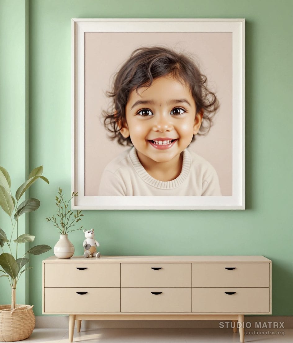Child Portrait Painting — Sage Wall