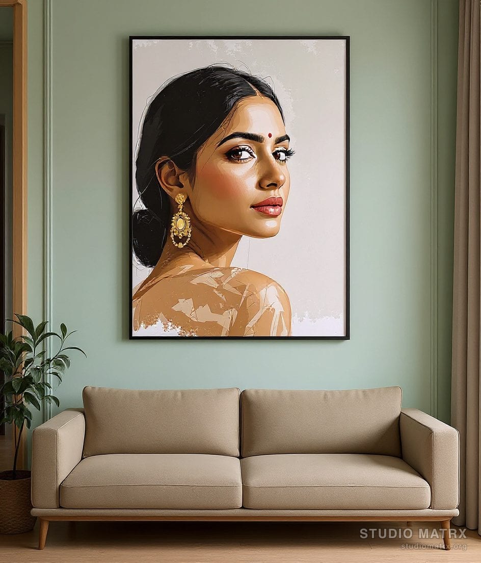 Contemporary Painted Portrait — Sage Wall