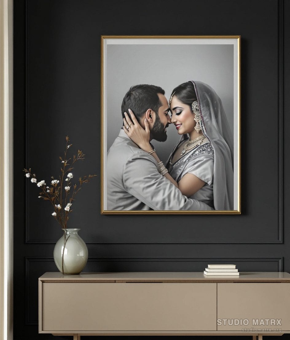 Couple Portrait Painting — Charcoal Wall