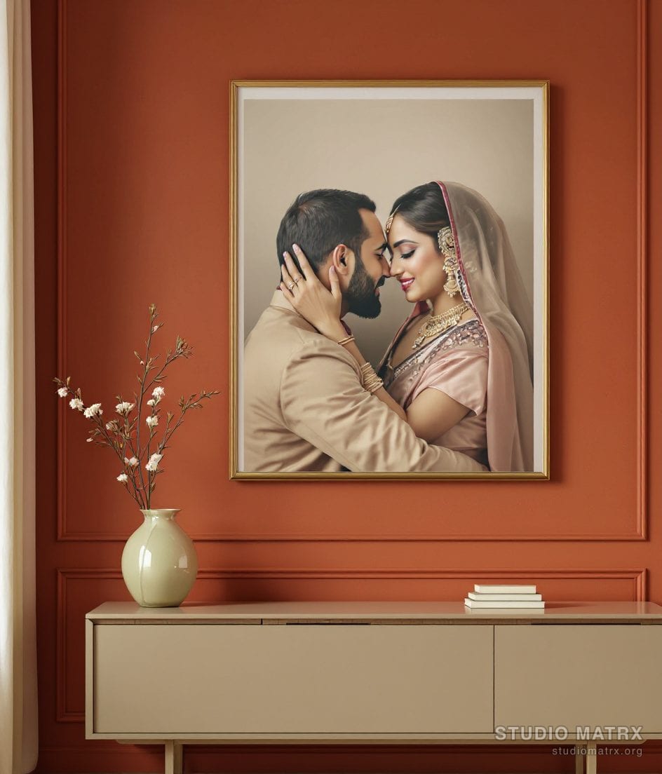 Couple Portrait Painting — Terracotta Wall