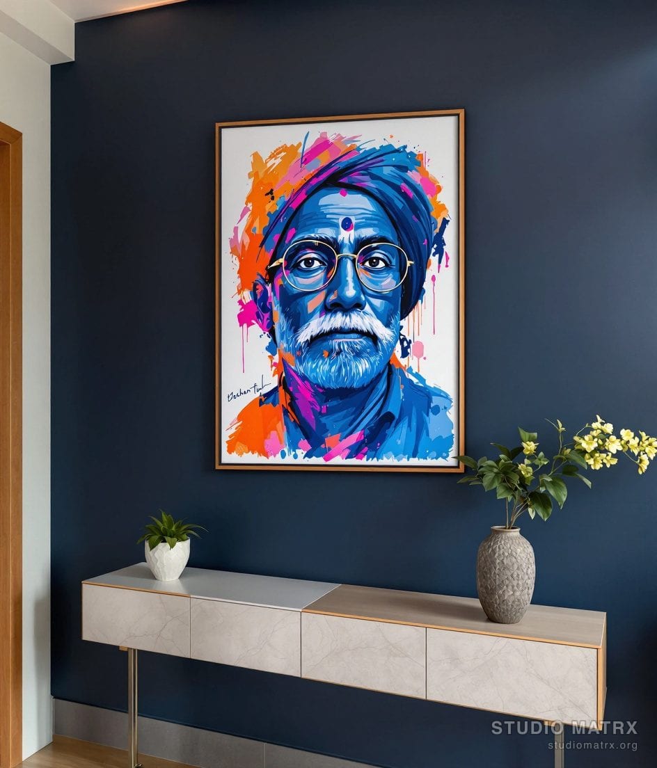 Expressive Colour Portrait — Charcoal Wall