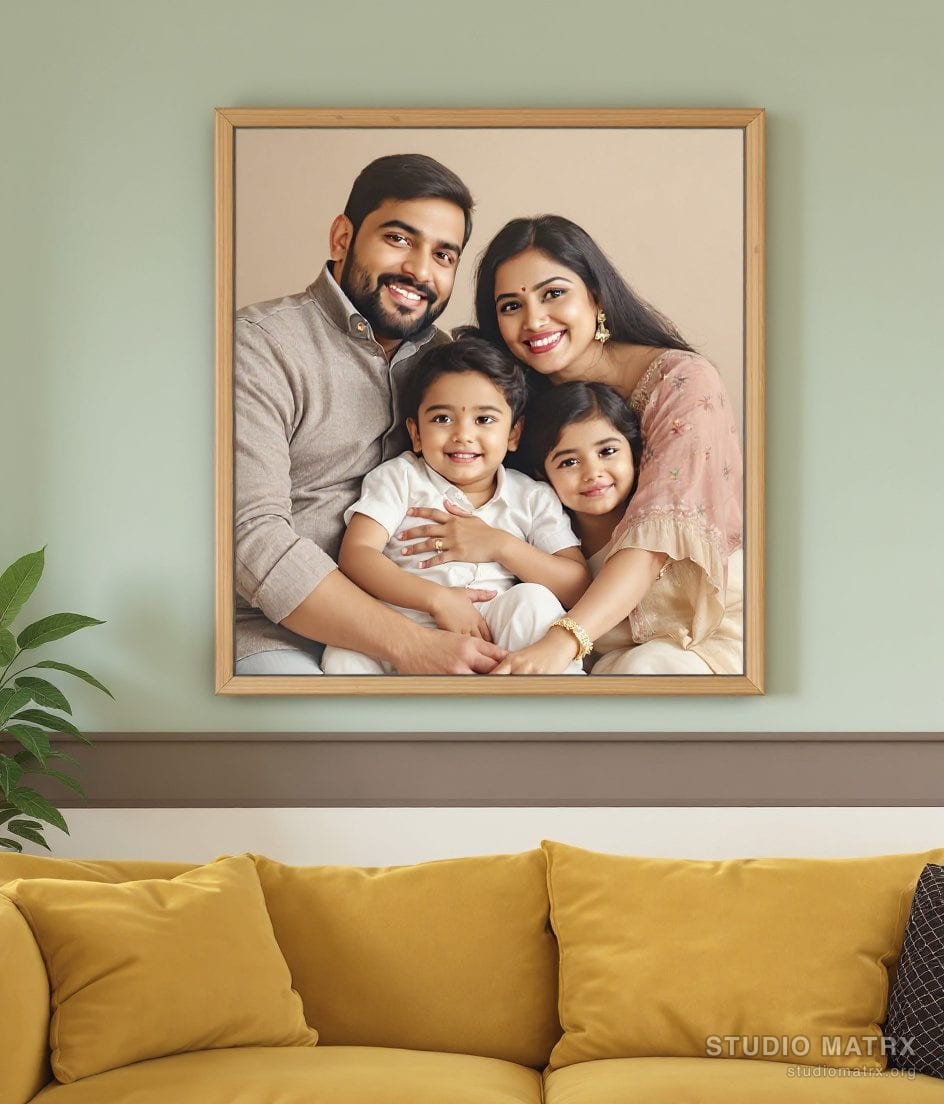 Family Portrait Painting — Sage Wall