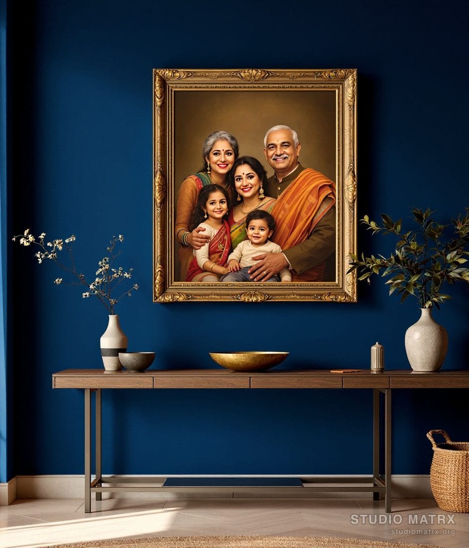 Group Family Portrait — Navy Wall