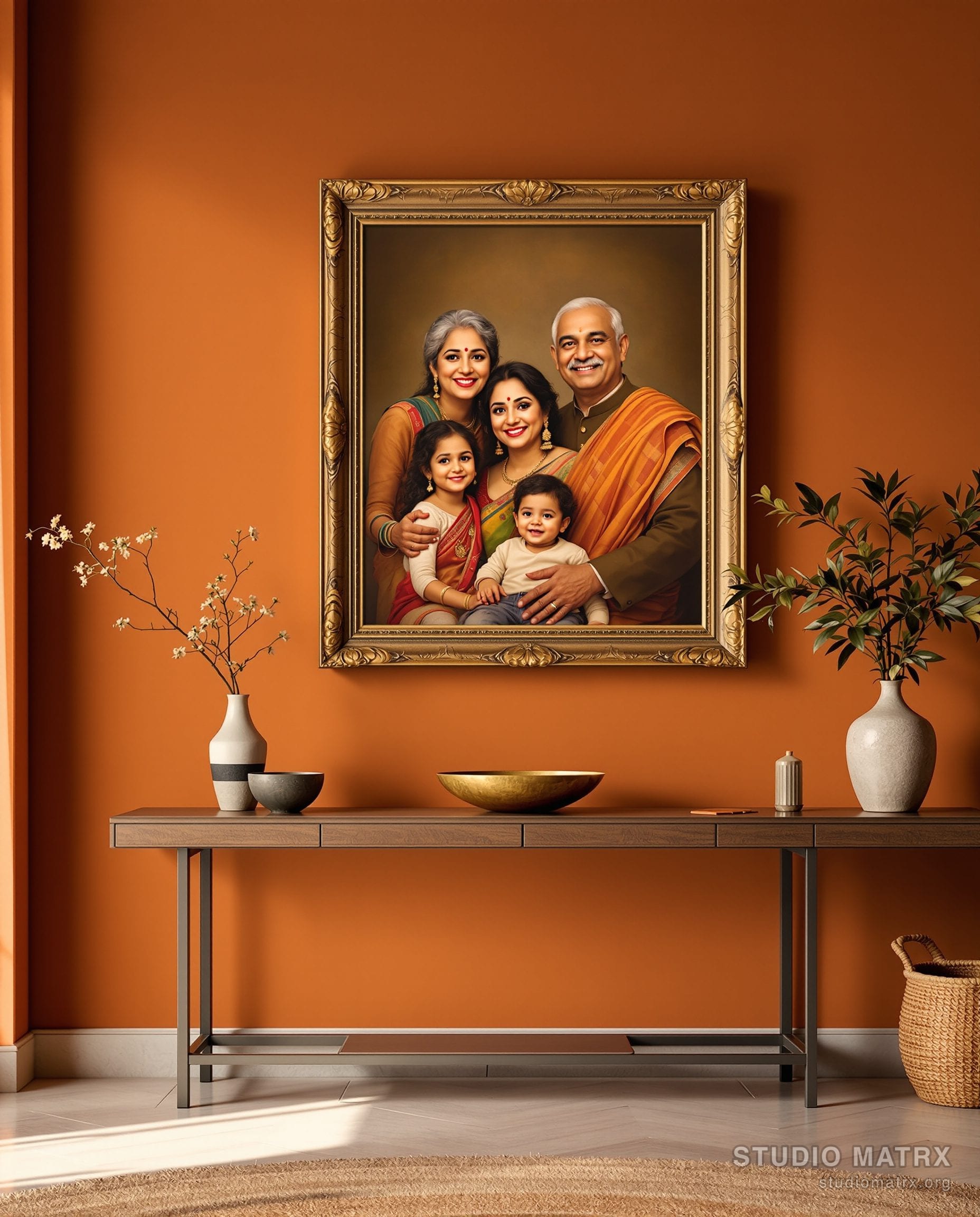 Group Family Portrait — Terracotta Wall
