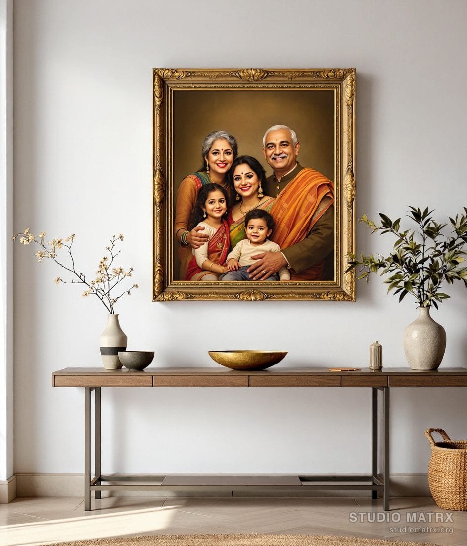 Group Family Portrait — Warm White Wall