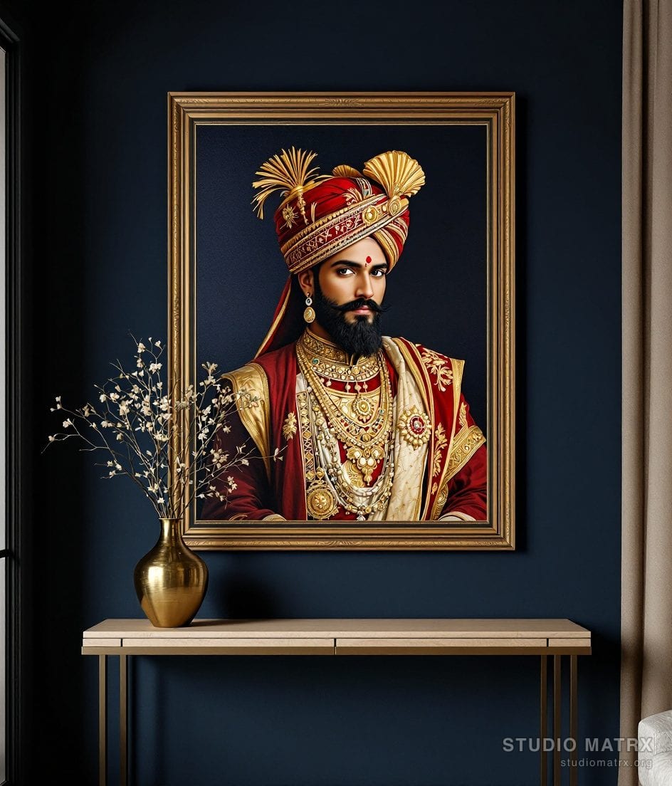 Heritage Maharaja Portrait — Navy Wall