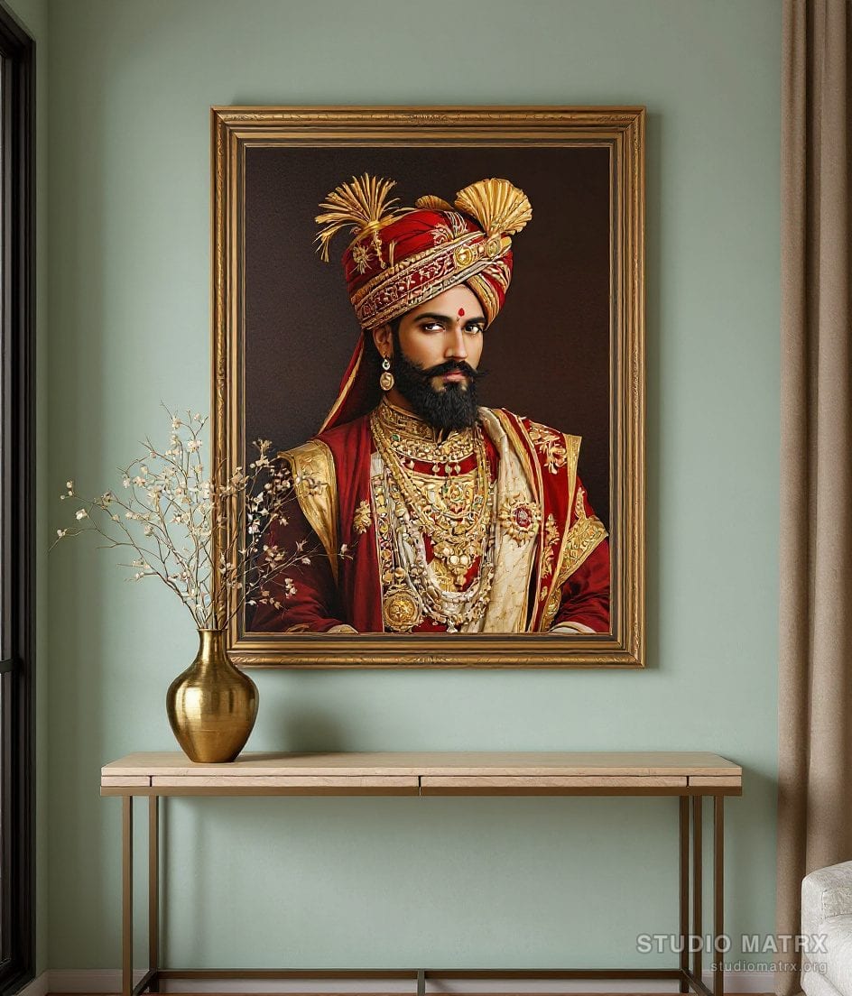 Heritage Maharaja Portrait — Sage Wall