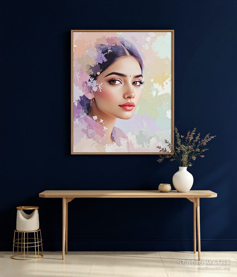 Impressionist Portrait Of A Woman — Navy Wall