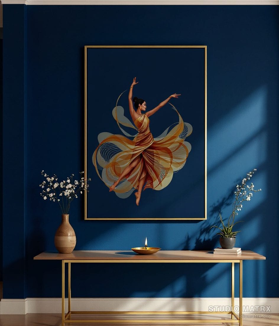 Modern Portrait Of A Dancer — Navy Wall