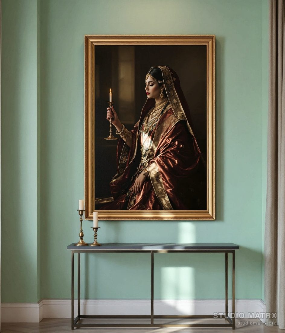 Old-Master Noblewoman Portrait — Sage Wall