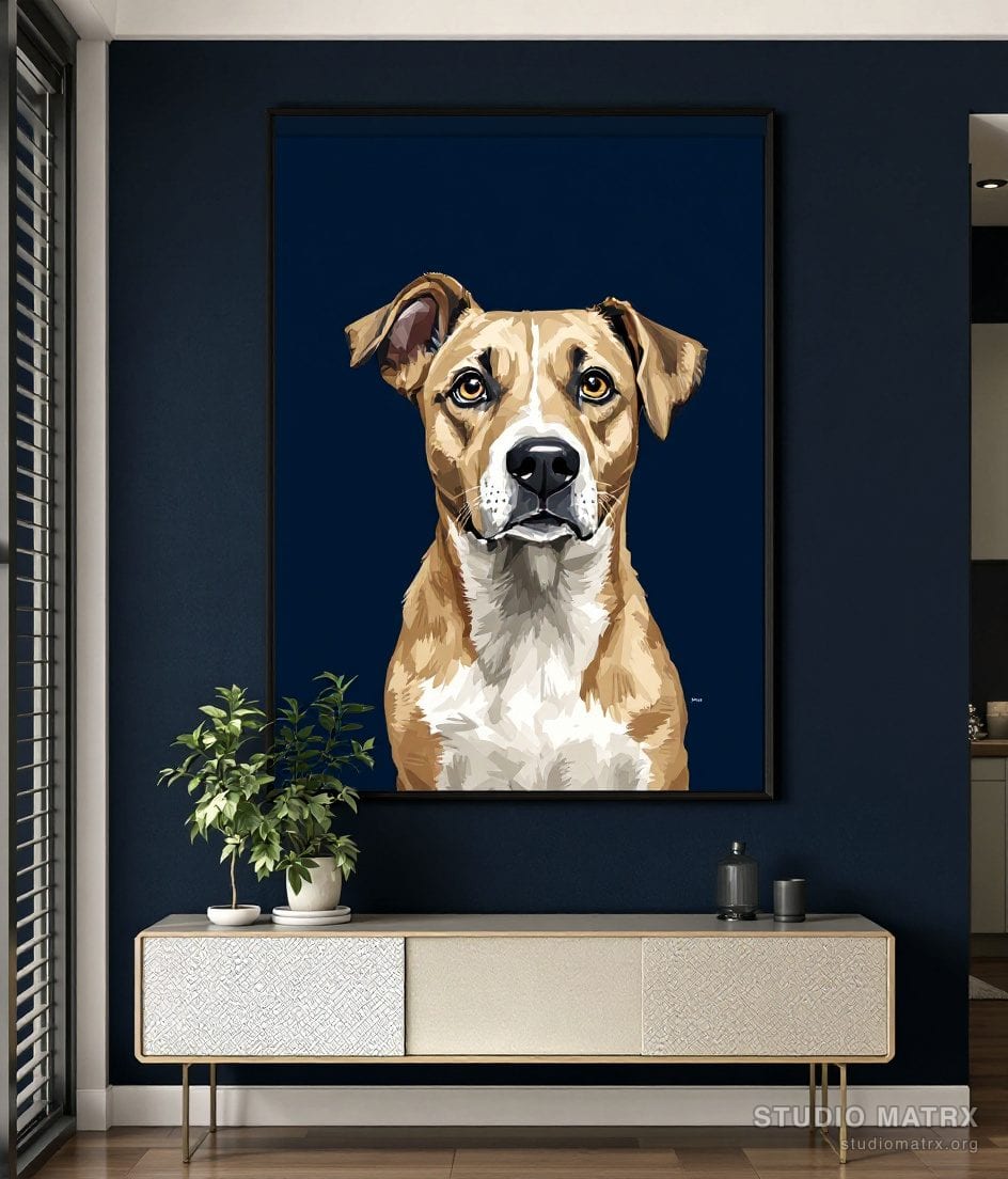 Pet Portrait Painting — Navy Wall