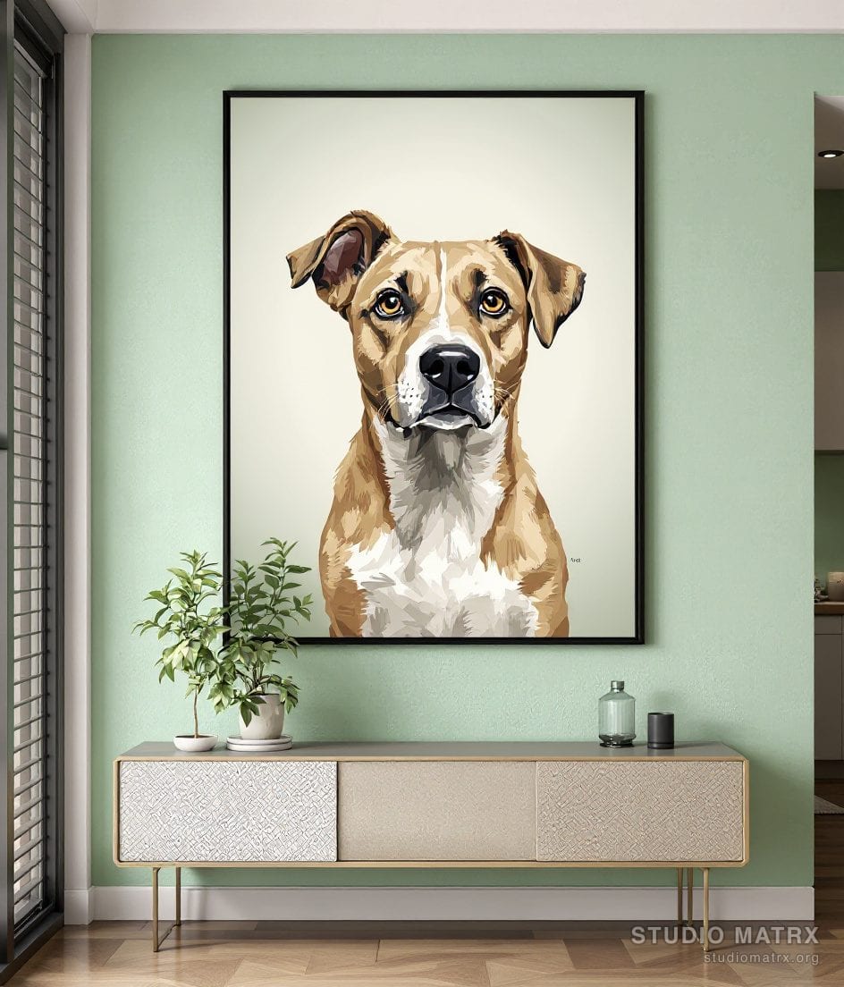 Pet Portrait Painting — Sage Wall